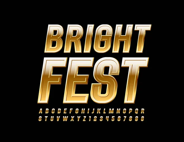 Cartel Vector Chic Bright Fest Con Elegante Fuente Oro Letras — Archivo Imágenes Vectoriales