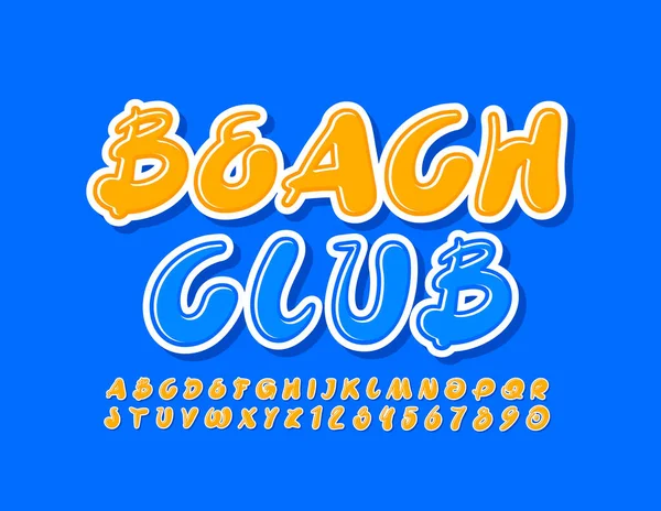 Vector Kreatives Banner Beach Club Mit Gelber Künstlerischer Schrift Handgeschriebene — Stockvektor