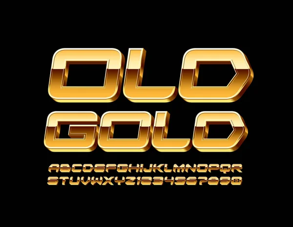 Fuente Lujo Vector Old Gold Letras Números Alfabeto Chic — Vector de stock