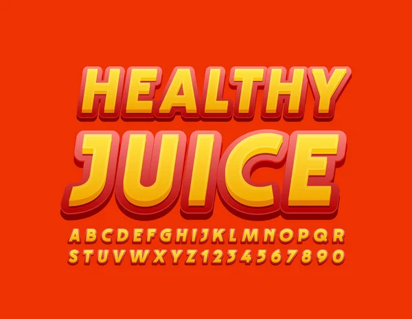 Vector Tasty Banner Healthy Juice Red Yellow Bright Font Elegant — Stock Vector