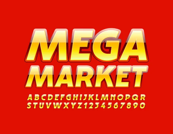 Векторный Красочный Логотип Mega Market Светлый Глянцевый Шрифт Творческие Буквы — стоковый вектор
