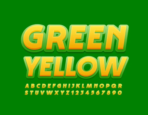 Vector Green Yellow Font Modern Kreatív Ábécé Betűk Számok — Stock Vector