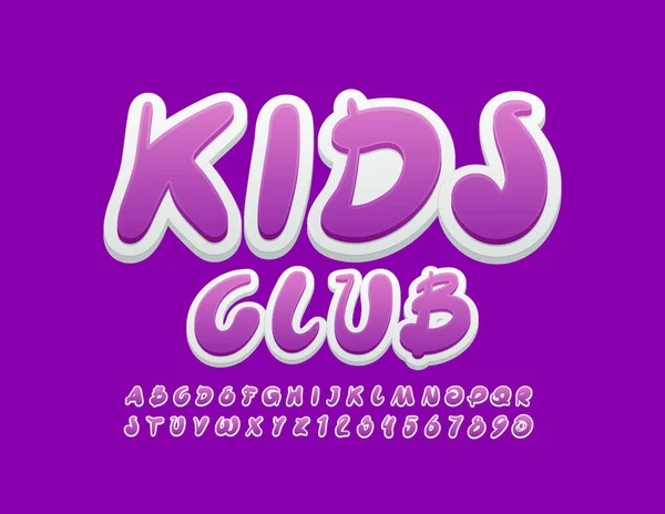 Banner Moda Vectorial Kids Club Con Fuente Creativa Violeta Blanca — Archivo Imágenes Vectoriales