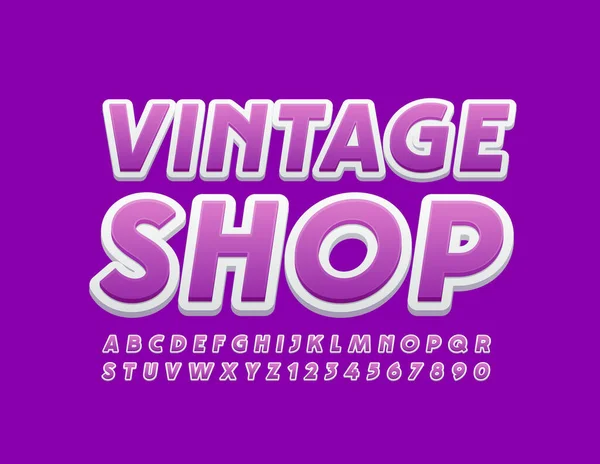Vector Creative Logo Vintage Shop Alphabet Letters Numbers Violet Font — Stock Vector