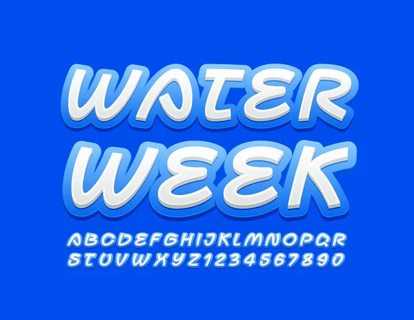 Wektor Kreatywny Baner Water Week Odręcznie Pisaną Czcionką Niebiesko Białe — Wektor stockowy
