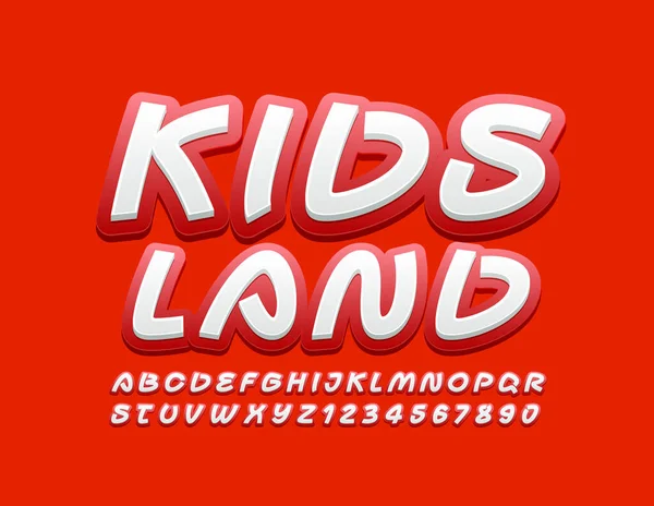 Vector Brillante Cartel Kids Land Escrito Mano Fuente Elegante Letras — Archivo Imágenes Vectoriales