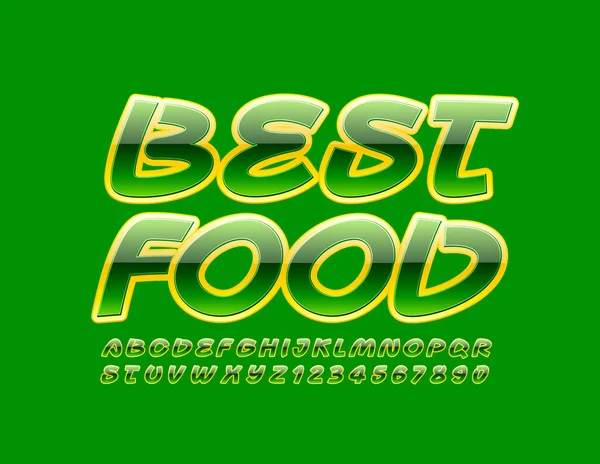 Vektorgrünes Banner Best Food Mit Glänzend Kreativer Schrift Handgeschriebene Buchstaben — Stockvektor