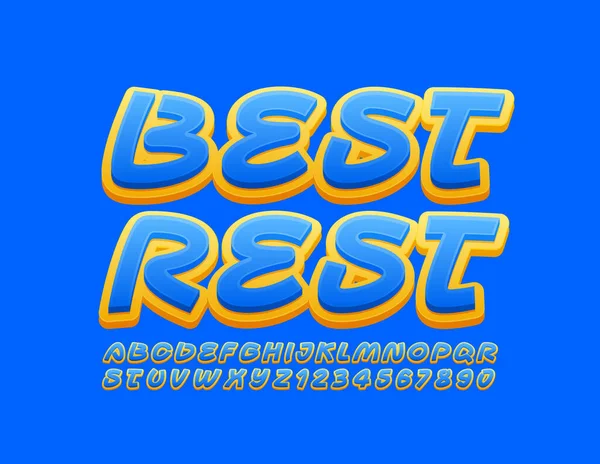 Modna Odznaka Wektorowa Best Rest Blue Yellow Font Kreatywne Litery — Wektor stockowy