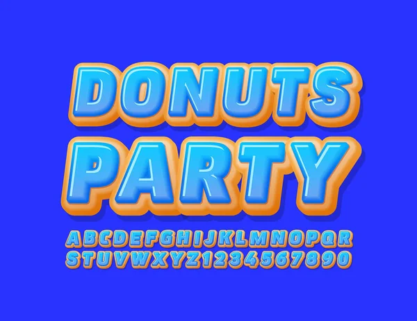 Cartel Vacaciones Vectorial Donuts Party Con Donut Vidriada Font Dulce — Archivo Imágenes Vectoriales