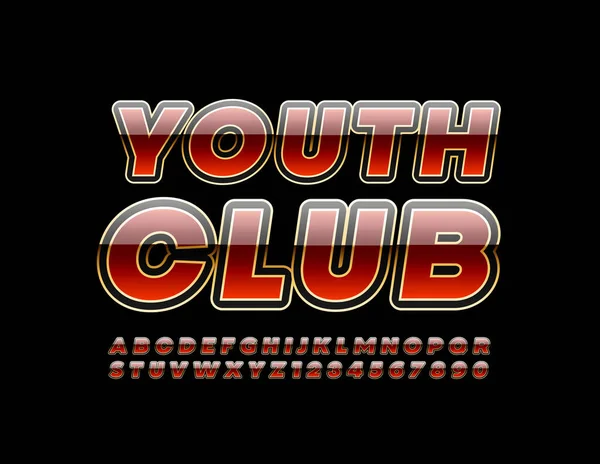 Vector Premium Flyer Youth Club Com Fonte Moda Brilhante Letras — Vetor de Stock