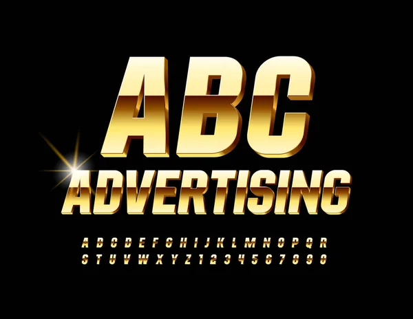 Vector Gold Alphabet Advertising Marketing Elegant Font Shiny Chic Letters — Stock Vector