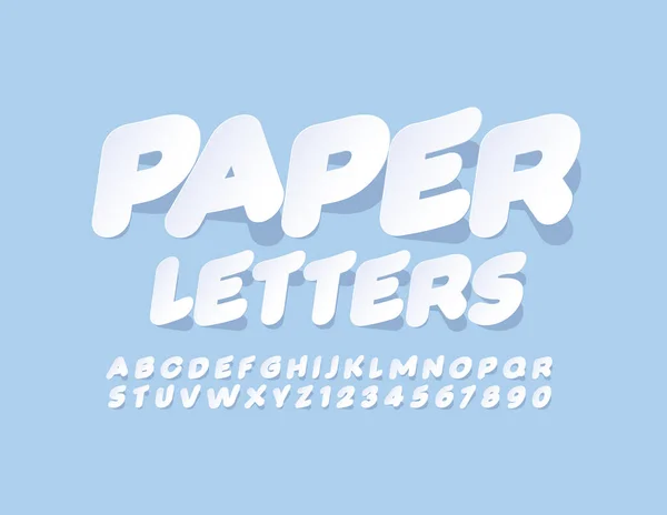 Vetor White Paper Alfabeto Letras Números Fonte Origami Criativo — Vetor de Stock