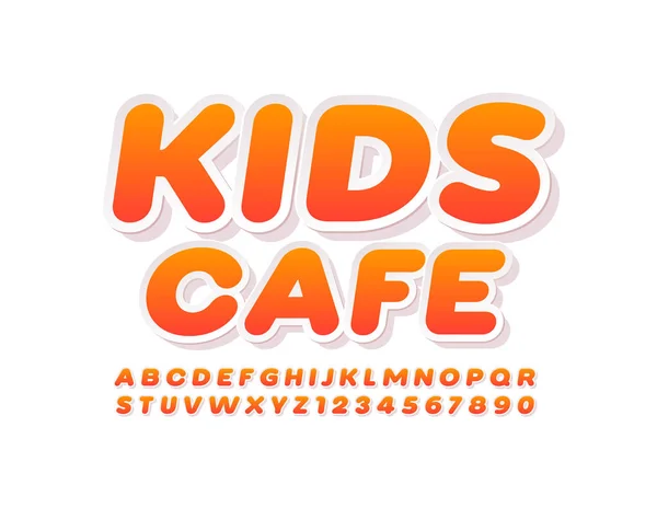 Vector Μοντέρνο Λογότυπο Kids Cafe Πορτοκαλί Και Άσπρο Αυτοκόλλητο Γραμματοσειρά — Διανυσματικό Αρχείο
