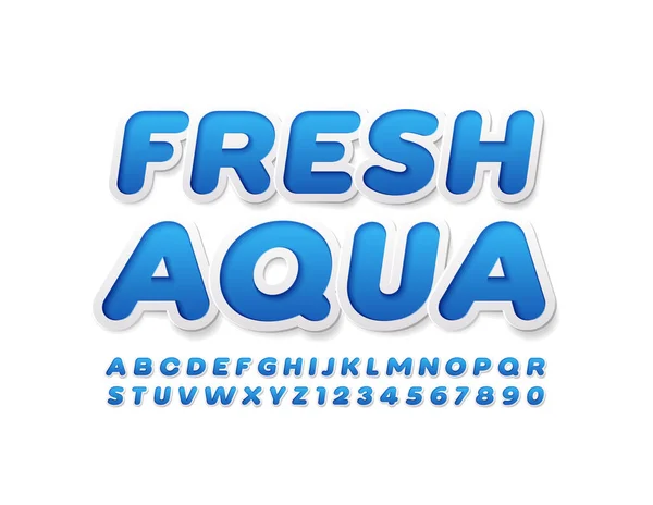 Vector Eco Fresh Aqua Blue White 스티커 Font 현대의 창조적 — 스톡 벡터