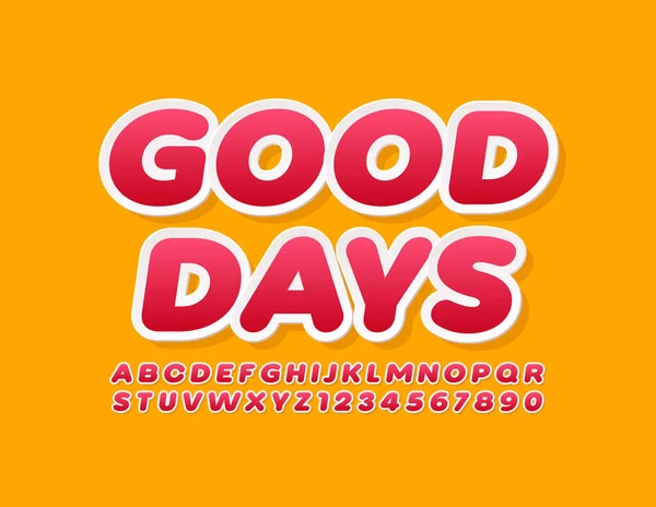 Carte Vœux Vectorielle Good Day Happy Red White Font Trendy — Image vectorielle