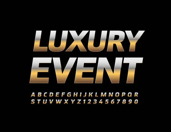 Vector Convite Chique Evento Luxo Com Metallic Gold Font Letras — Vetor de Stock