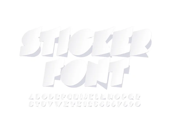 Vector Sticker Font Libro Blanco Letras Números Del Alfabeto — Archivo Imágenes Vectoriales