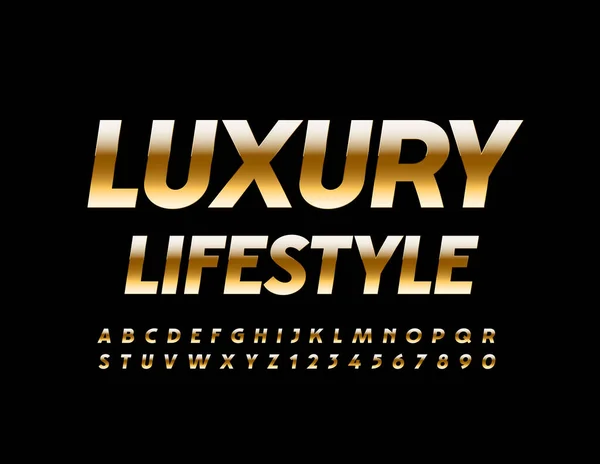 Emblema Élite Vectorial Estilo Vida Lujo Gold Elegant Font Letras — Vector de stock