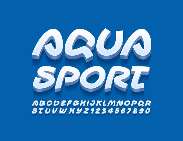 Vetor Sinal Estilo Simples Aqua Sport Letras Números Manuscritos Alfabeto — Vetor de Stock