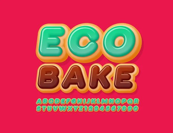 Διάνυσμα Μοντέρνο Λογότυπο Eco Bake Νόστιμα Πράσινα Στιλβωμένα Αλφάβητα Γράμματα — Διανυσματικό Αρχείο