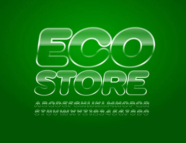 Wektorowy Plakat Kreatywny Eco Store Styl Szklany Czcionka Przezroczysta Tekstura — Wektor stockowy