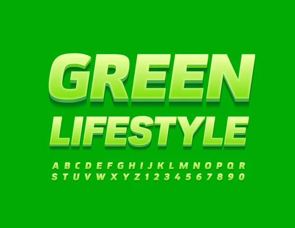 Vector Eco Concepto Green Lifestyle Fuente Moderna Moda Letras Números — Vector de stock