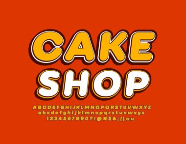 3 Boyutlu Vector Vintage Pasta Dükkanı. Eski Alfabe Harfleri, Sayılar ve Semboller Kümesi