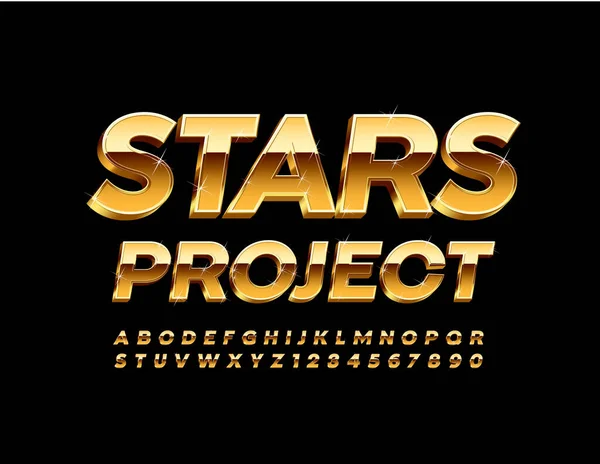 Vektor Chic Banner Stars Project Gold Font Med Gnistrande Glittrande — Stock vektor