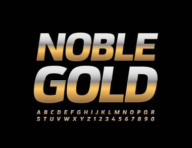 Vektör mesajı Noble Gold. Alfabe Harfleri ve Sayıları çok şık. Metalik Gradyan Yazıtipi. 