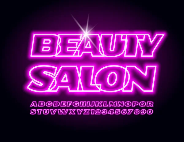 Bannière Lumineuse Vectorielle Salon Beauté Avec Police Rose Néon Alphabet — Image vectorielle