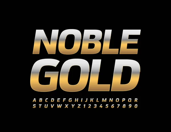 Texto Vetorial Noble Gold Elegante Alfabeto Letras Números Fonte Gradiente —  Vetores de Stock