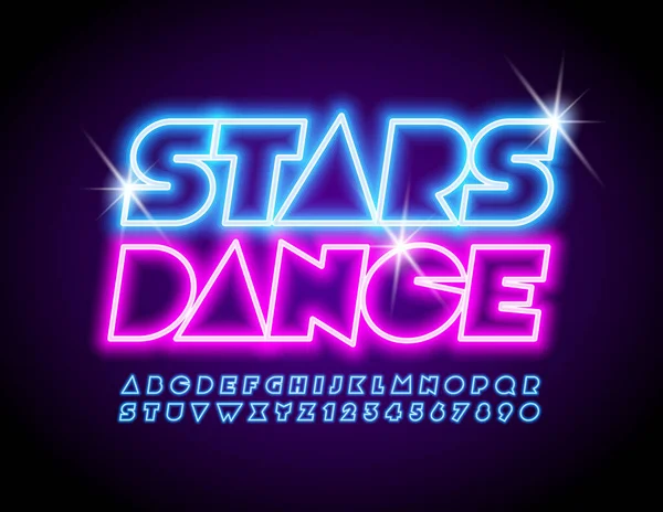 Cartel Del Partido Del Vector Estrellas Danza Con Letras Números — Archivo Imágenes Vectoriales