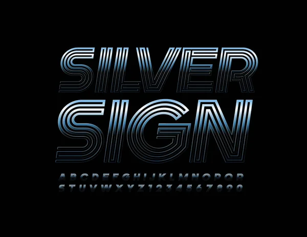 Modèle Vectoriel Créatif Silver Sign Labyrinthe Abstrait Police Alphabet Métallique — Image vectorielle