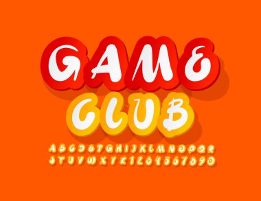 Parlak İşaret Oyunu Kulübü. Sanatsal yazı tipi. Etiket el yazısıyla Alfabe Harfleri ve Sayıları