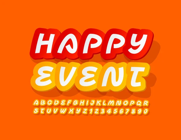 Tarjeta Celebración Vectorial Happy Event Pegatina Creativa Font Letras Números — Vector de stock