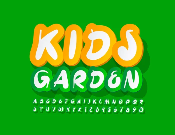 Vector Künstlerisches Zeichen Kids Garden Kreative Aufkleberschrift Handgeschriebene Buchstaben Und — Stockvektor