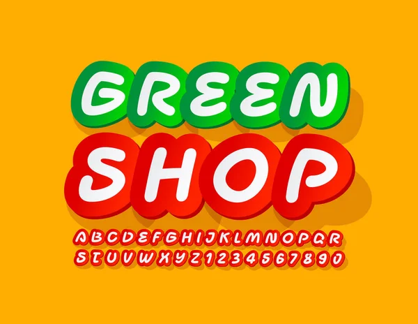 Vector Kreative Banner Green Shop Klistermærke Stil Skrifttype Håndskrevne Lyse – Stock-vektor