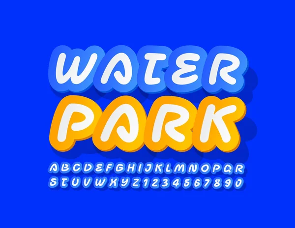 Logotipo Criativo Vetor Parque Aquático Fonte Blue Sticker Letras Números — Vetor de Stock