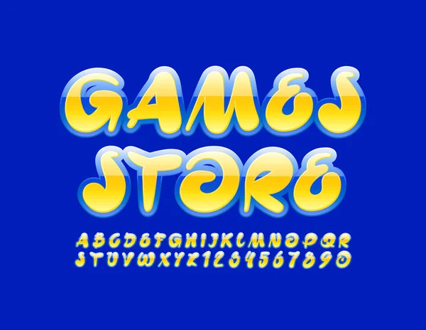 Signo Creativo Vectorial Games Store Letras Números Del Alfabeto Artístico — Vector de stock