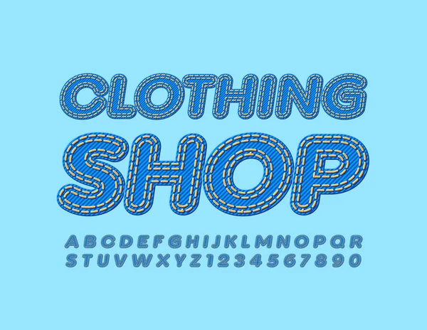 病媒杰尼姆标志服装店 蓝色字体 Jeans字母和数字 — 图库矢量图片
