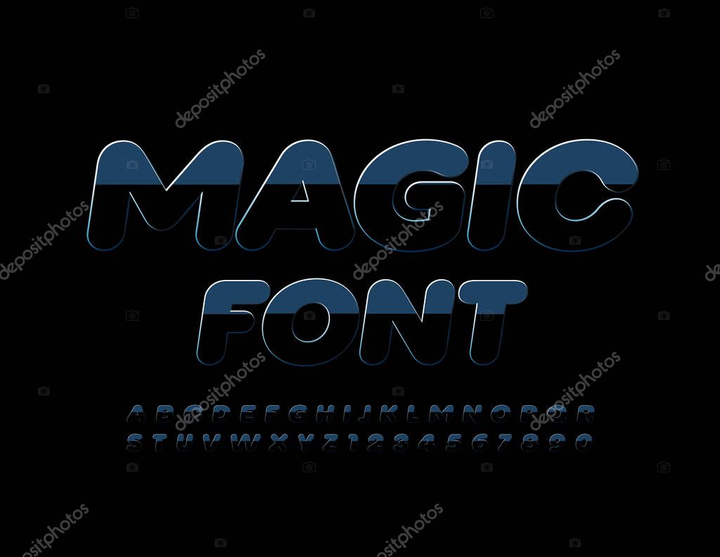 Vector Black Magic Font. Creative Alphabet Letter and Numbers