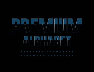 Vektör Premium Alfabe. Karanlık modern yazı tipi. Yansıtıcı elit Harfler ve Sayılar