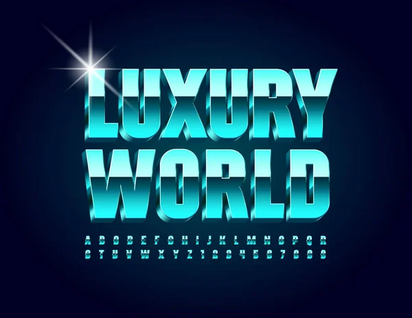 Vector Chic Logo Luxury World Fuente Brillante Letras Números Con — Archivo Imágenes Vectoriales