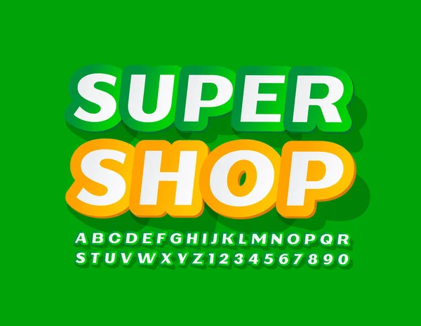 Vector Modern Banner Super Show Zöld Kreatív Betűtípussal Matrica Ábécé — Stock Vector