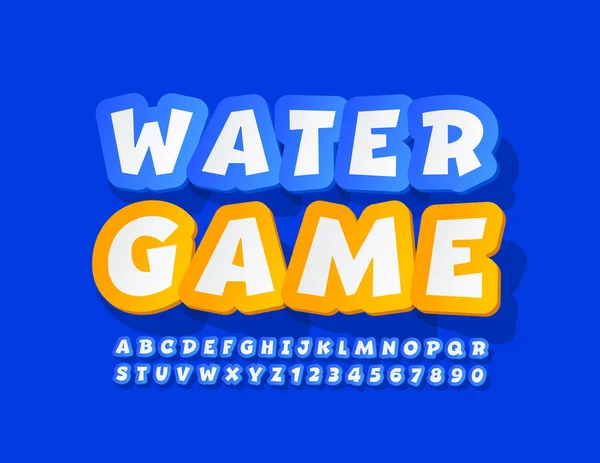 Διάνυσμα Εορταστικό Έμβλημα Νερό Παιχνίδι Μπλε Γραμματοσειρά Sticker Κόμικ Αλφάβητο — Διανυσματικό Αρχείο