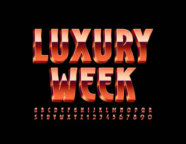 Vector Premium Poster Luxury Week Elegante Goldschrift Elite Alphabet Buchstaben — Stockvektor