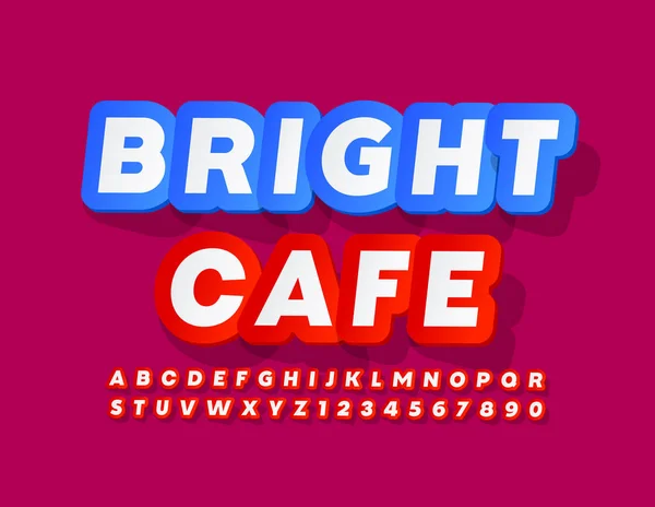Vector Kreatywny Znak Bright Cafe Czerwono Białej Naklejki Czcionka Modne — Wektor stockowy