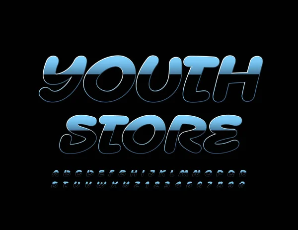 Logo Moda Vector Youth Store Blue Metal Black Font Letras — Vector de stock