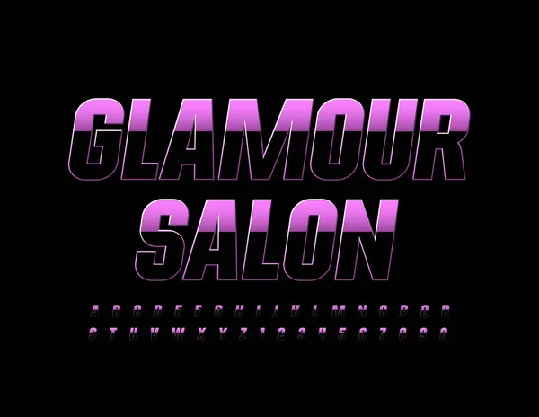 Vektor Elegant Emblem Glamour Salon Pink Och Black Gradient Font — Stock vektor