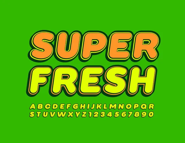 Vector Qualitätslogo Super Fresh Trendige Grüne Schrift Jugendstil Helle Buchstaben — Stockvektor